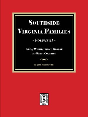 cover image of Southside Virginia Families, Volume #1
